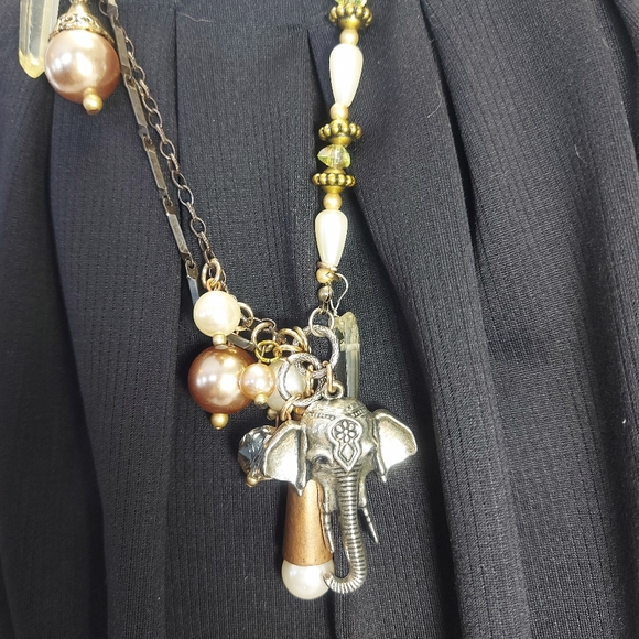 Treska Signed Beaded Boho Original Statement Necklace - Picture 3 of 5